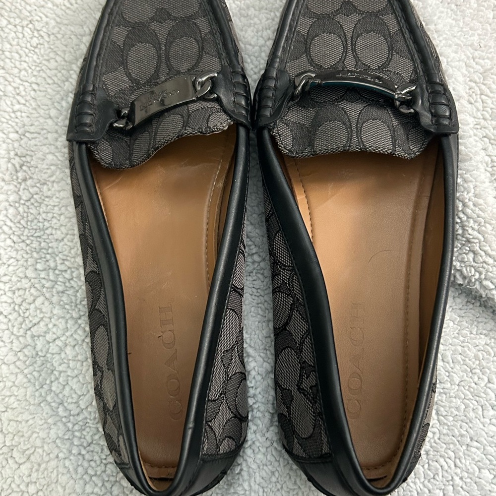 Coach Black and Gray Patterned Loafers